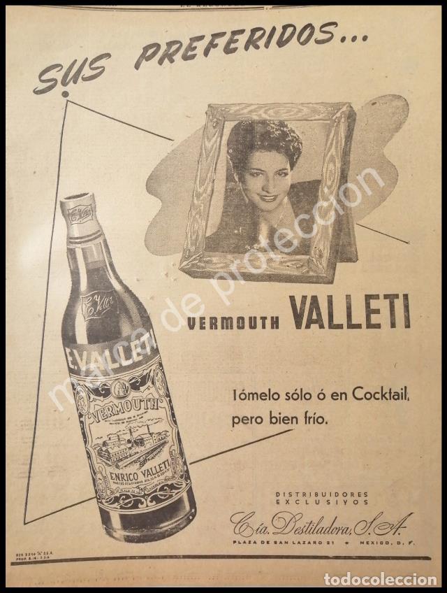 Poster collecting: CARTEL ANTIGUO ORIGINAL DE VINOS VALLETI VERMOUTH 1947