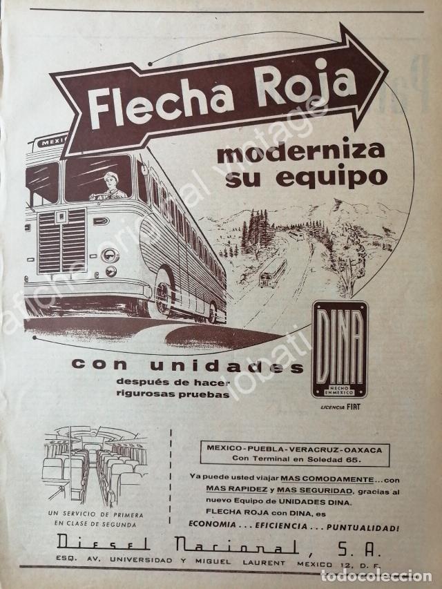 Poster collecting: CARTEL ANTIGUO ORIGINAL DE CAMIONES DINA Y FLECHA ROJA S.A 1960