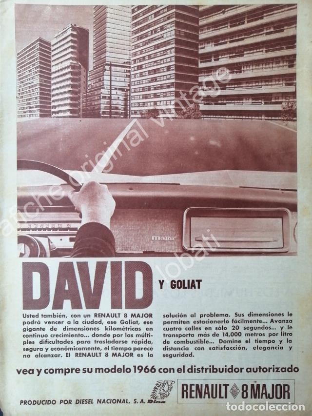 Poster collecting: CARTEL ANTIGUO ORIGINAL DE AUTOS DINA RENAULT 8 MAJOR 1966