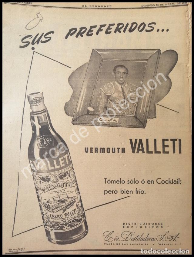 Poster collecting: CARTEL ANTIGUO ORIGINAL DE VINOS VALLETI /FERMIN ESPONISA ARMILLITA 1947 FEP