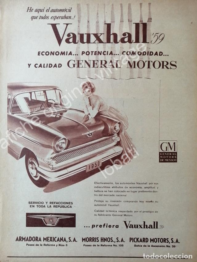 Poster collecting: CARTEL ANTIGUO ORIGINAL DE AUTOS VAUXHALL 1959 GENERAL MOTORS DE MEXICO