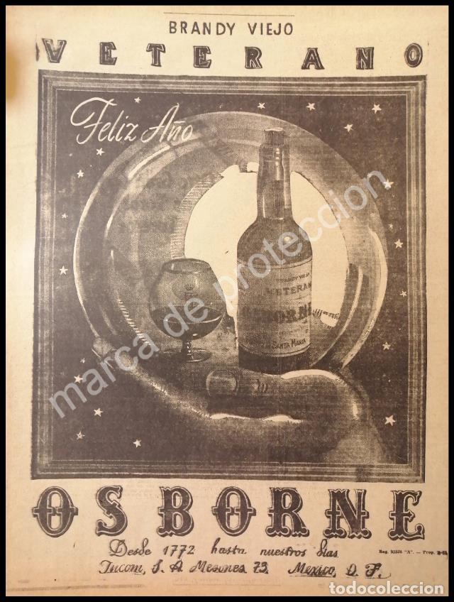 Poster collecting: CARTEL ANTIGUO ORIGINAL DE BRANDY VIEJO VETERANO 1947 OSBORNE. RARO