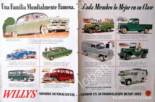 Poster collecting: CARTEL ANTIGUO ORIGINAL DE AUTOS Y CAMIONETAS WILLYS 1953 TODOS SUS MODELOS