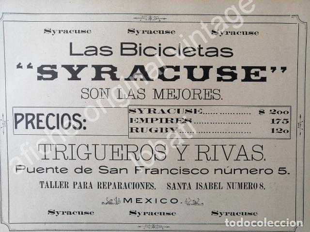 Poster collecting: CARTEL ANTIGUO ORIGINAL DE BICICLETAS CYRACUSE Y OTROS 1895 / MUY RARO