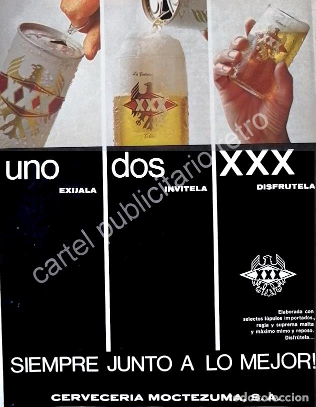 Poster collecting: CARTEL ANTIGUO ORIGINAL DE CERVEZA XXX 1967 CERVECERIA MOCTEZUMA /11