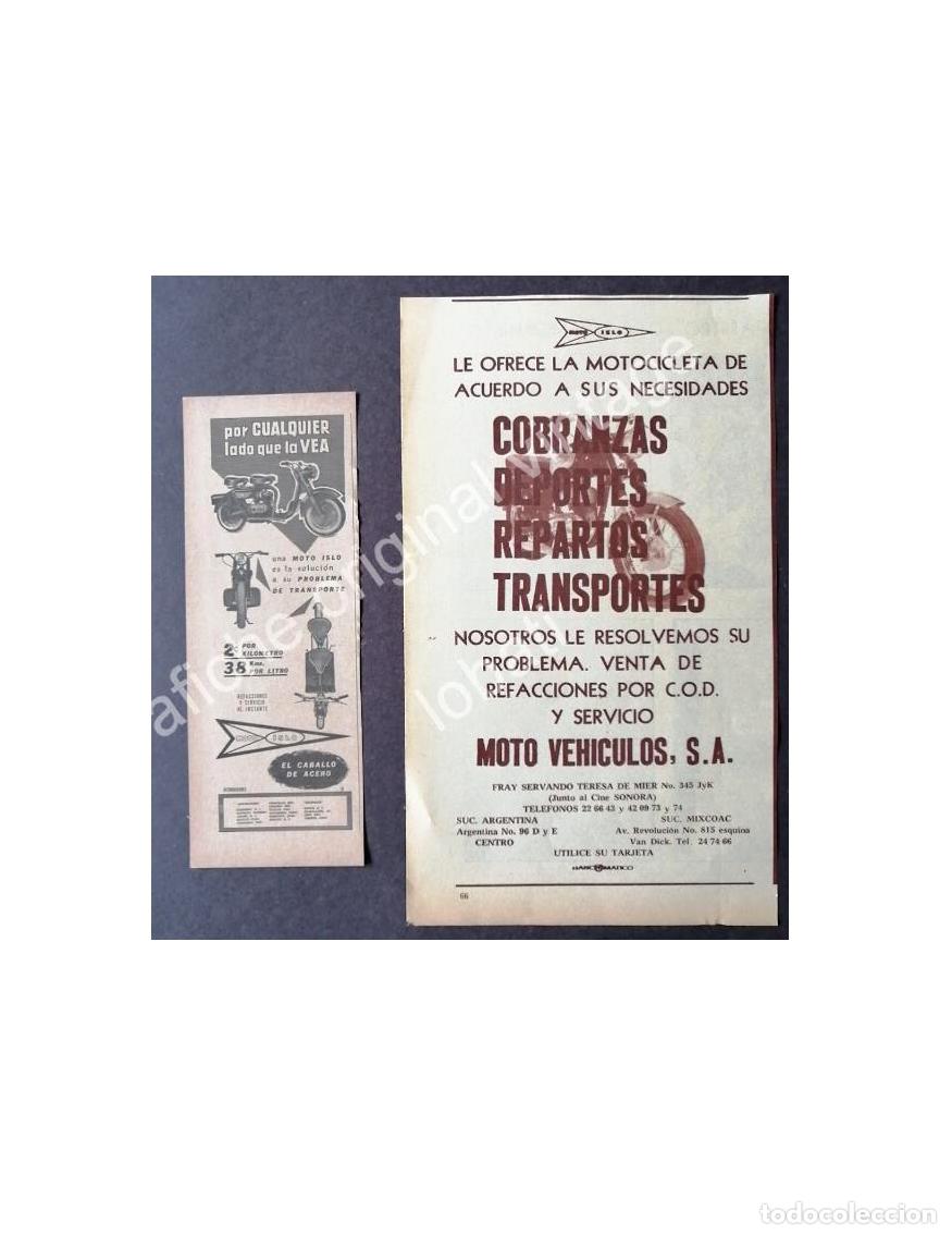 Poster collecting: CARTEL ANTIGUO ORIGINAL DE SET DE 2 AFICHES MOTOCICLETAS ISLO 1960s