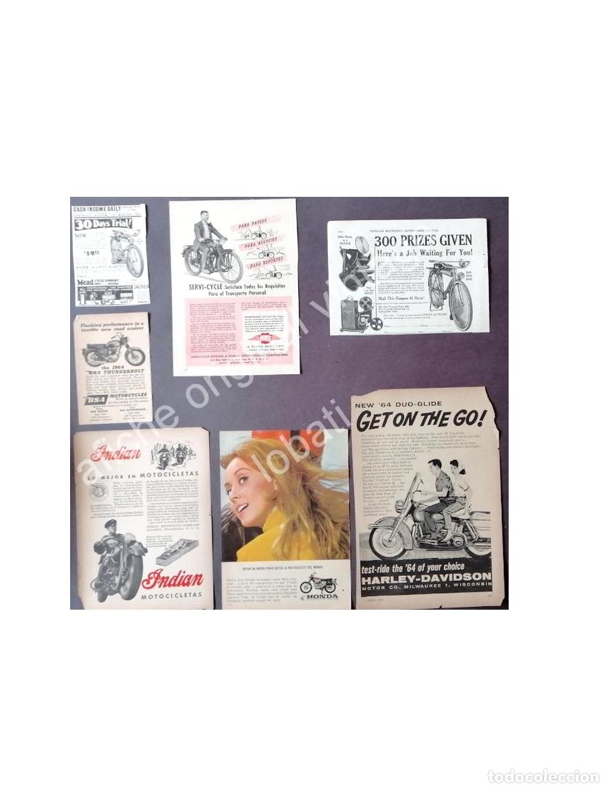 Poster collecting: CARTEL ANTIGUO ORIGINAL DE SET DE 7 AFICHES DE MOTOCICLETAS 1940s-50s