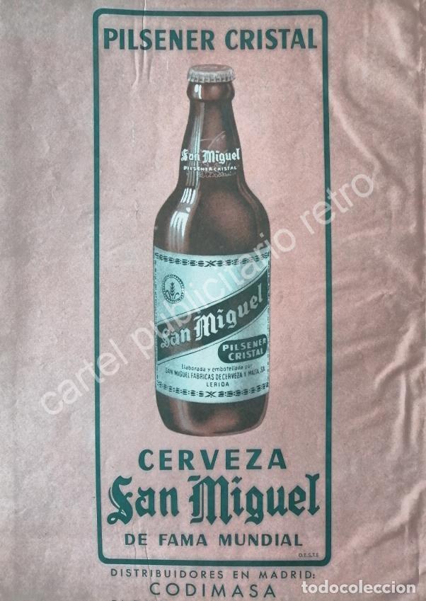 Poster collecting: CARTEL ANTIGUO ORIGINAL DE CERVEZA SAN MIGUEL 1958 / RARO