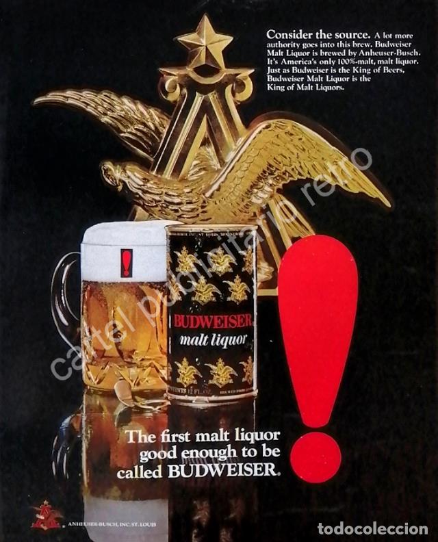 Poster collecting: CARTEL ANTIGUO ORIGINAL DE CERVEZA BUDWEISER 1971 BLACK / RARO