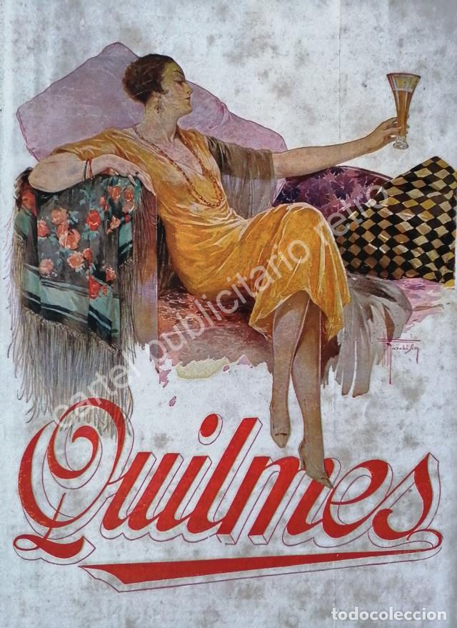 Poster collecting: CARTEL ANTIGUO ORIGINAL DE CERVEZA QUILMES 1929 ARTE PUBLICITARIO /RARO