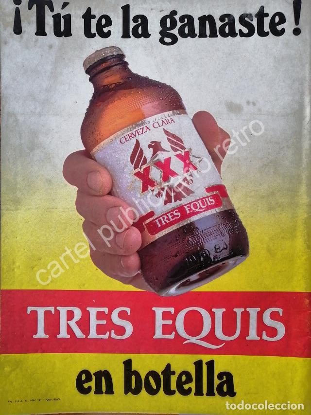 Poster collecting: CARTEL ANTIGUO ORIGINAL DE CERVEZA XXX EN BOTELLA 1984 CERVECERIA MOCTEZUMA