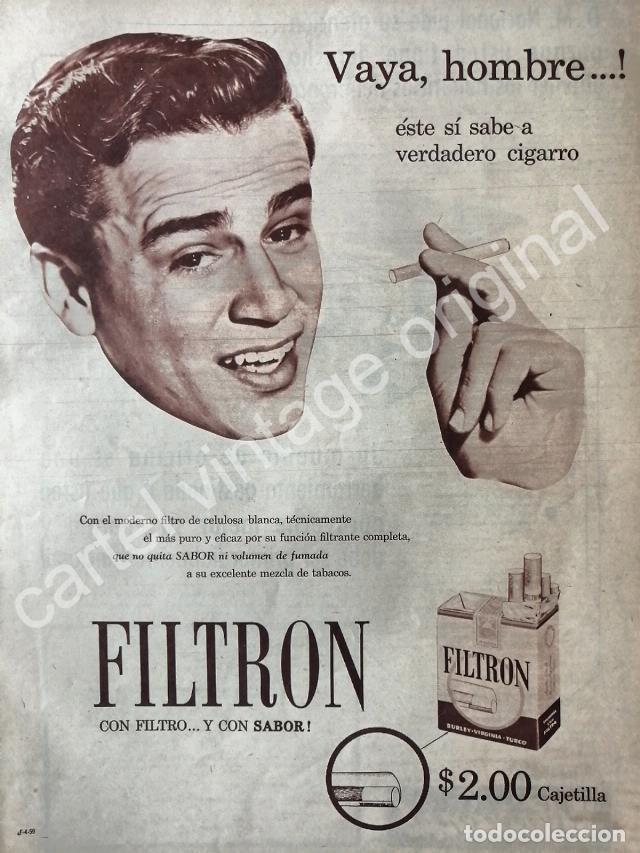 Poster collecting: CARTEL ANTIGUO ORIGINAL DE CIGARROS FILTRON 1959 /RARO
