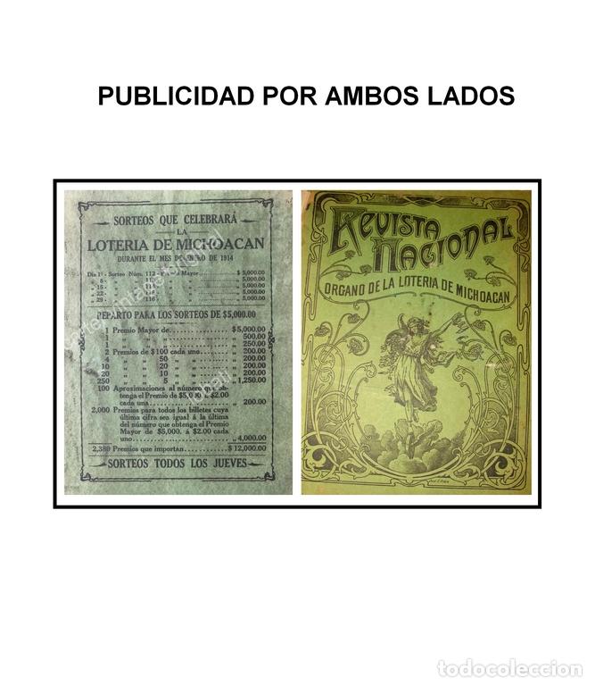 Poster collecting: CARTEL ANTIGUO ORIGINAL DE LOTERIA DE MICHOACAN 1914 / MUY RARO