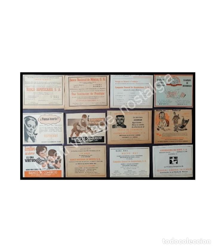 Poster collecting: CARTEL ANTIGUO ORIGINAL DE SET DE 12 AFICHES, BANCOS DE MONTERREY A&Ntilde;OS 40s-60s
