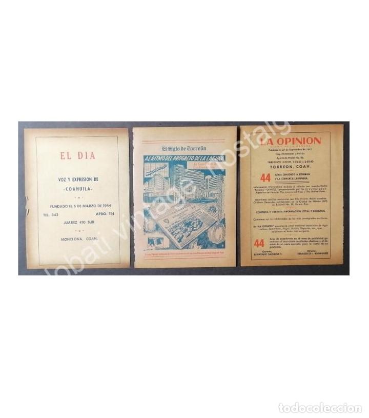 Poster collecting: CARTEL ANTIGUO ORIGINAL DE SET DE 3 CARTELES DE PERIODICOS DE COAHUILA 1960s