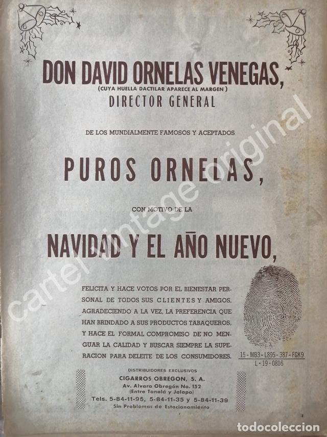 Poster collecting: CARTEL ANTIGUO ORIGINAL DE CIGARROS PUROS ORNELAS 1960s /RARO