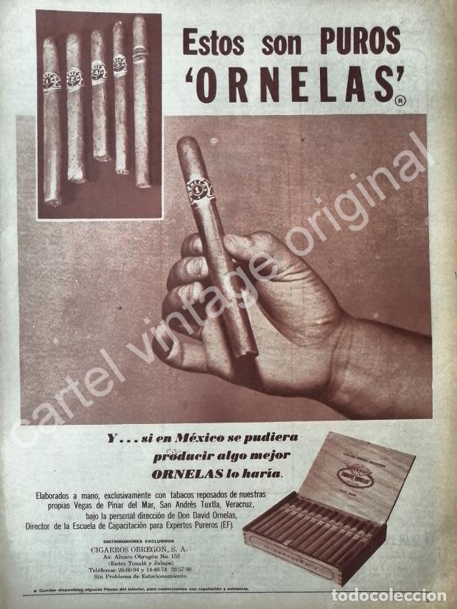 Poster collecting: CARTEL ANTIGUO ORIGINAL DE CIGARROS PUROS ORNELAS 1960s CIGARROS OBREGON