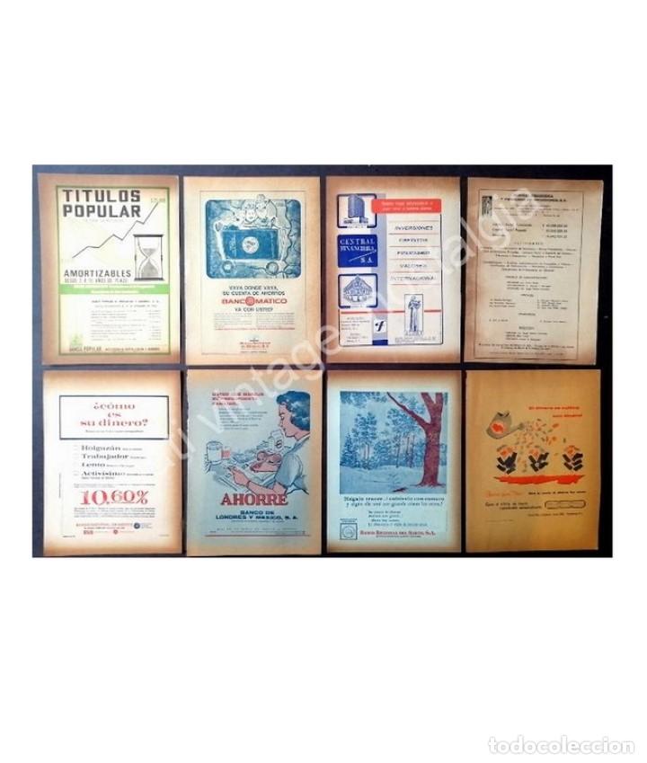 Poster collecting: CARTEL ANTIGUO ORIGINAL DE 8 AFICHES BANCOS DE MONTEREY A&Ntilde;OS 40s,50s,60s