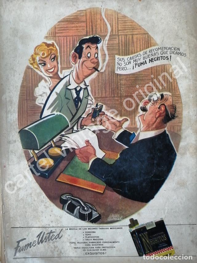Poster collecting: CARTEL ANTIGUO ORIGINAL DE CIGARROS NEGRITOS 1959 DIBUJO: ARIAS BERNAL