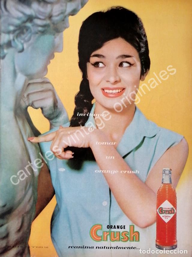 Poster collecting: CARTEL ANTIGUO ORIGINAL DE FLOR SILVESTRE Y REFRESCO ORANGE CRUSH 1960 / FEP