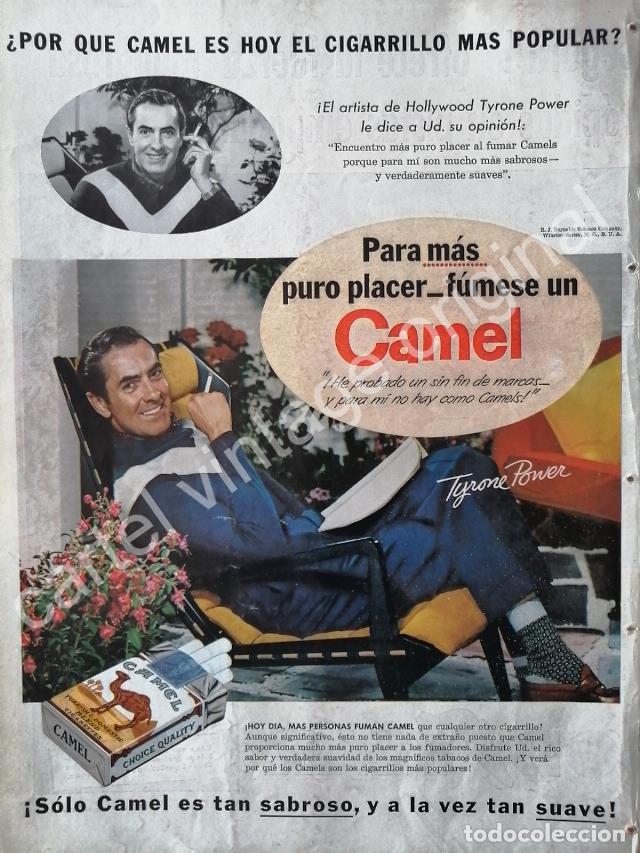 Poster collecting: CARTEL ANTIGUO ORIGINAL DE CIGARROS CAMEL CON TYRON POWER 1956 FEP