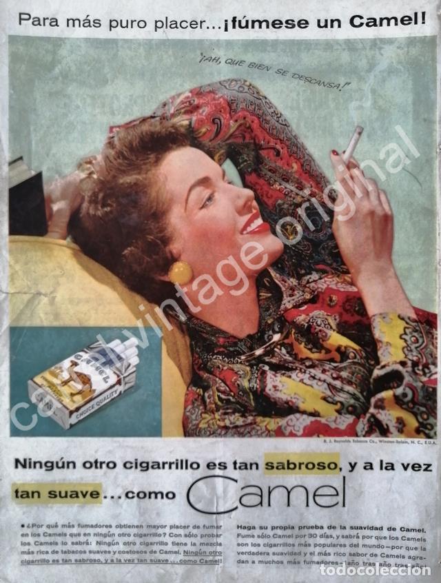 Poster collecting: CARTEL ANTIGUO ORIGINAL DE CIGARROS CAMEL 1950s /CIGARRERA REYNOLDS