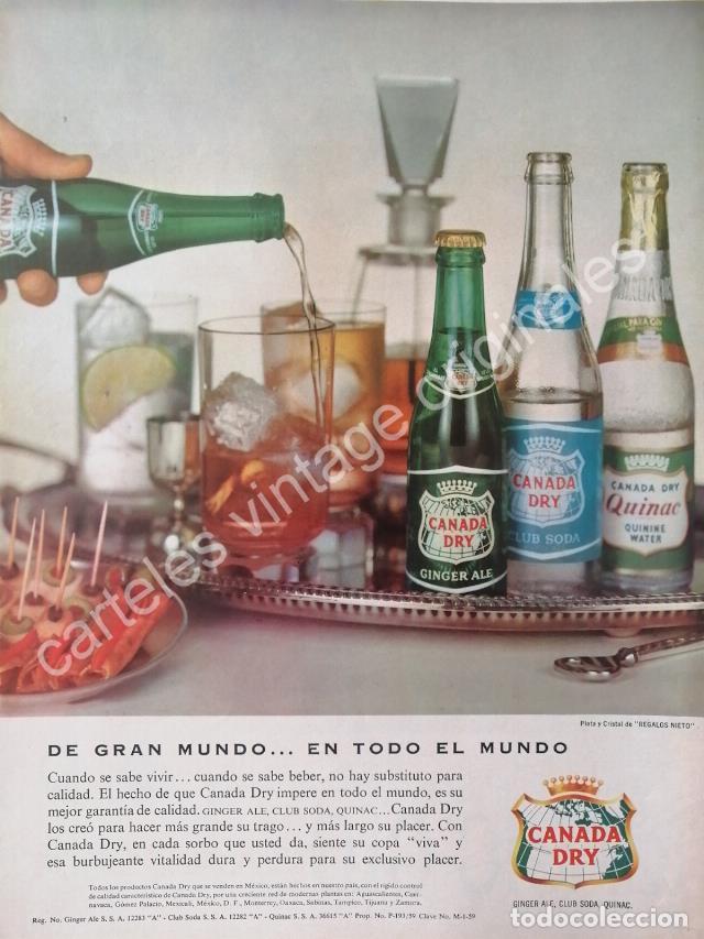Poster collecting: CARTEL ANTIGUO ORIGINAL DE REFRESCO CANADA DRY. SPUR Y GINGER ALE 1959 /2