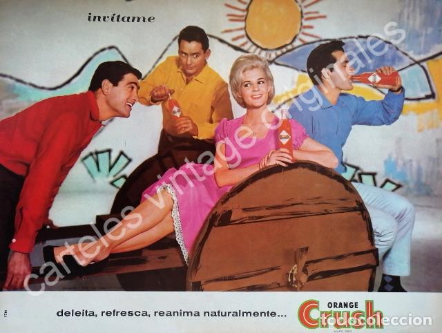 Poster collecting: CARTEL ANTIGUO ORIGINAL DE ORANGE CRUSH 1963 CON ROGELIO GUERRA Y OTROS /FEP