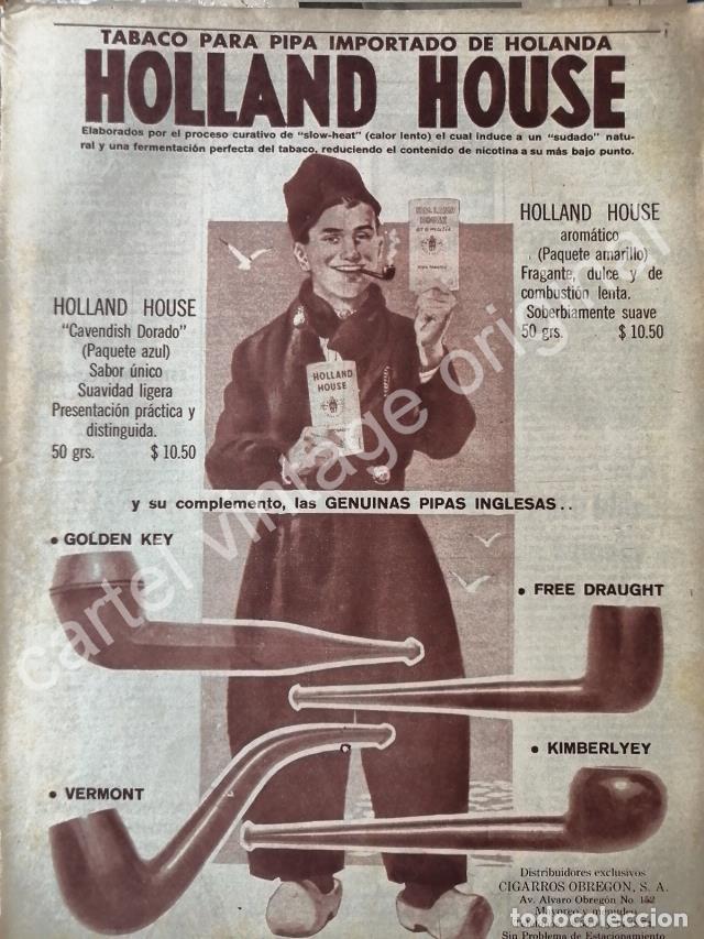 Poster collecting: CARTEL ANTIGUO ORIGINAL DE PIPAS Y TABACO HOLLAND HOUSE 1966 / RARO