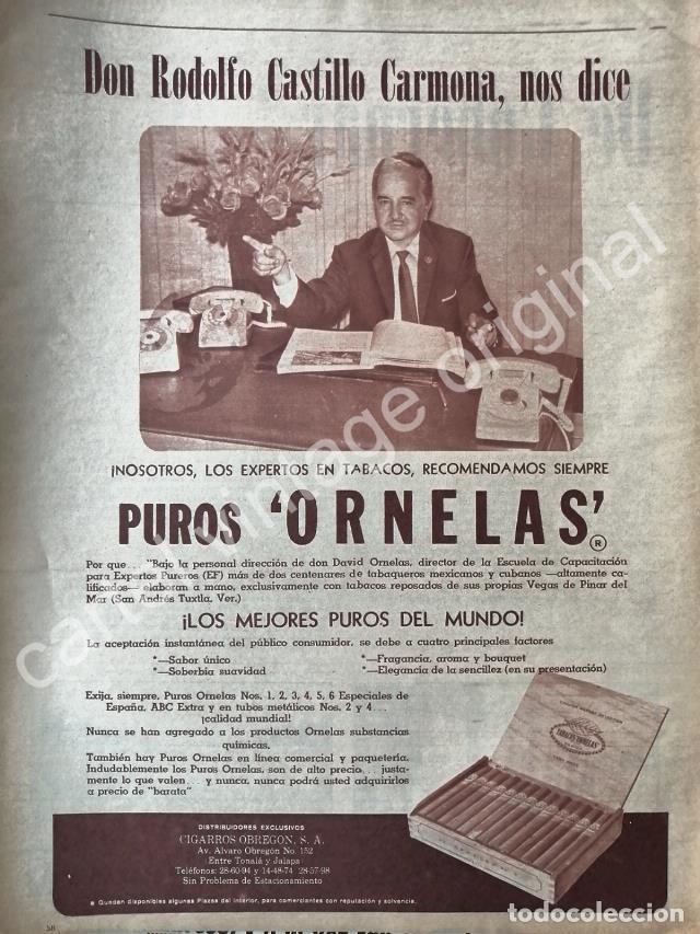 Poster collecting: CARTEL ANTIGUO ORIGINAL DE PUROS ORNELAS CON RODOLFO CASTILLO CARMONA 1960s