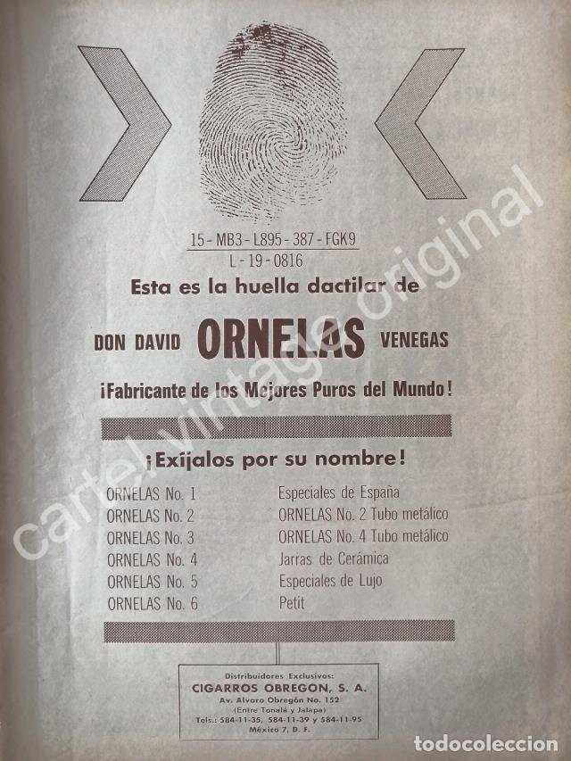 Poster collecting: CARTEL ANTIGUO ORIGINAL DE PUROS ORNELAS Y DAVID ORNELAS VILLEGAS 1970s / RARO