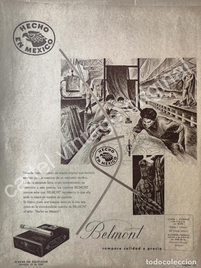 Poster collecting: CARTEL ANTIGUO ORIGINAL DE CIGARROS BELMONT 1949 HECHO EN MEXICO