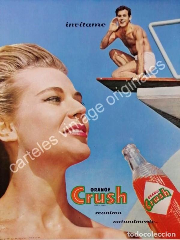 Poster collecting: CARTEL ANTIGUO ORIGINAL DE REFRESCO ORANGE CRUSH 1961 INVITAME /24