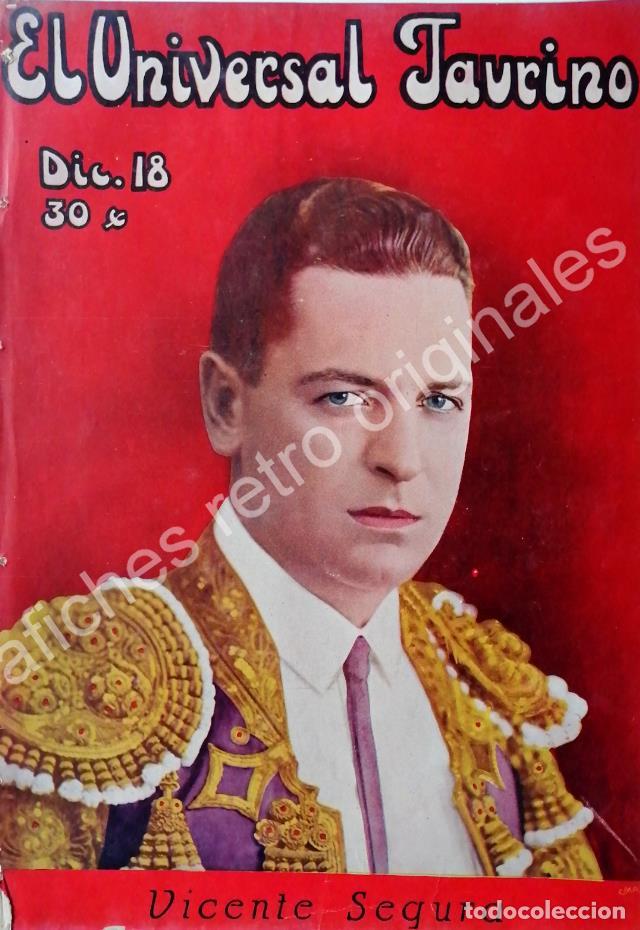 Poster collecting: PORTADA ANTIGUA ORIGINAL 1922. TORERO. VICENTE SEGURA MARTINEZ / raro