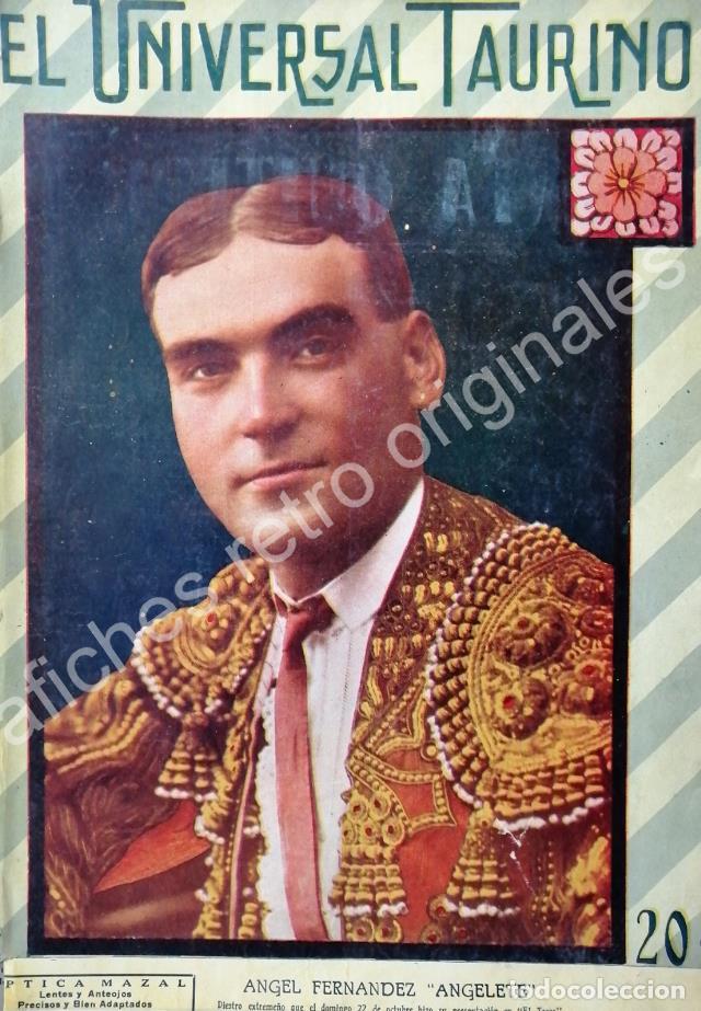 Sammeln von Plakaten: PORTADA ANTIGUA ORIGINAL 1923. TORERO. ANGEL FERNANDEZ, ANGELETE