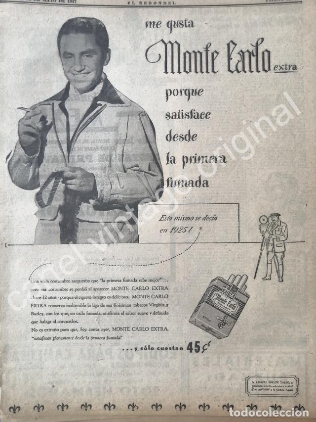 Sammeln von Plakaten: CARTEL ANTIGUO ORIGINAL DE CIGARROS MONTECARLO 1947 /6