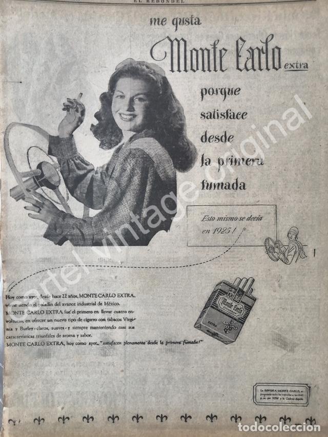 Sammeln von Plakaten: CARTEL ANTIGUO ORIGINAL DE CIGARROS MONTECARLO 1947 /5