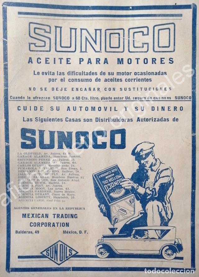 Sammeln von Plakaten: CARTEL ANTIGUO ORIGINAL DE ACEITE LUBRICANTE SUNOCO 1922 MEXICAN TRADING CORPORATION