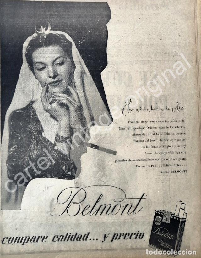 Sammeln von Plakaten: CARTEL ANTIGUO ORIGINAL DE CIGARROS BELMONT 1947 JARDIN DE ALA /8