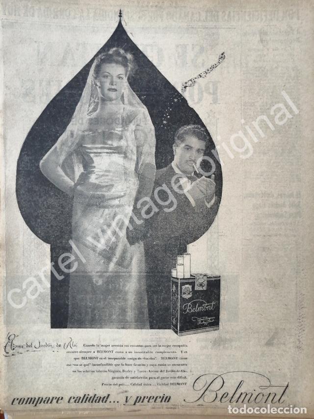 Sammeln von Plakaten: CARTEL ANTIGUO ORIGINAL DE CIGARROS BELMONT 1947 JARDIN DE ALA