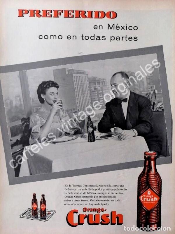 Sammeln von Plakaten: CARTEL ANTIGUO ORIGINAL DE REFRESCO ORANGE CRUSH Y HOTEL CONTINENTAL 1955 / RARO