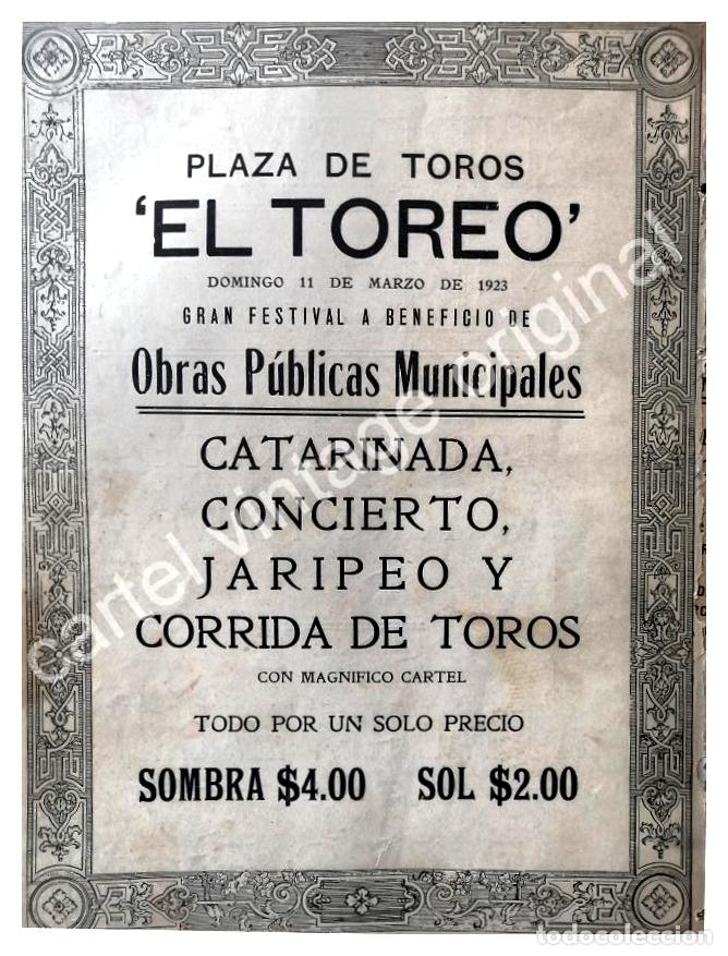 Sammeln von Plakaten: CARTEL ANTIGUO ORIGINAL DE PLAZA DE TOROS EL TOREO 1922 ART NOUVEAU / RARO