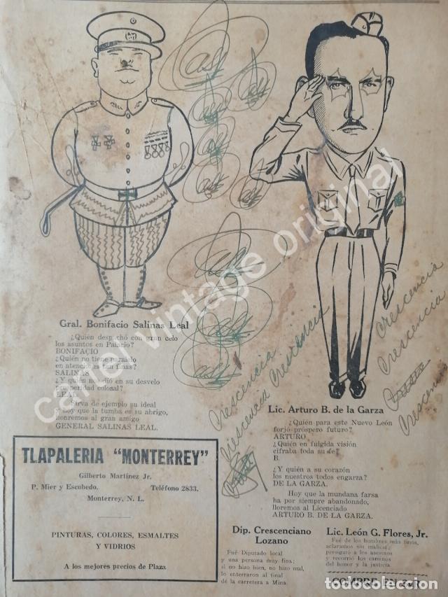 Sammeln von Plakaten: CARTEL ANTIGUO ORIGINAL DE CARICATURAS DE ARTURO B. DE LA GARZA Y BONIFACIO SALINAS 1942