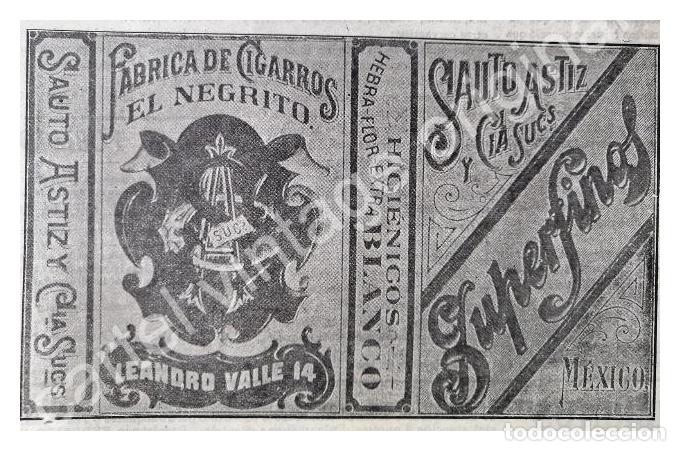 Sammeln von Plakaten: CARTEL ANTIGUO ORIGINAL DE CIGAROS EL NEGRITO 1912 SAUTO ASTIZ & CIA. / MUY RARO