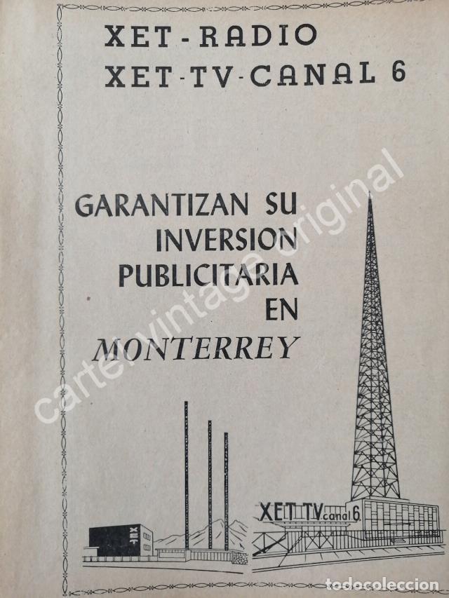 Sammeln von Plakaten: CARTEL ANTIGUO ORIGINAL DE ESTACION DE RADIO XET Y XET-TV MONTERREY 1959