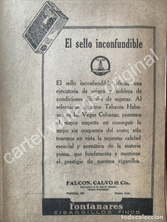 Sammeln von Plakaten: CARTEL ANTIGUO ORIGINAL DE CIGARROS FONTANARES 1927 ARGENTINA