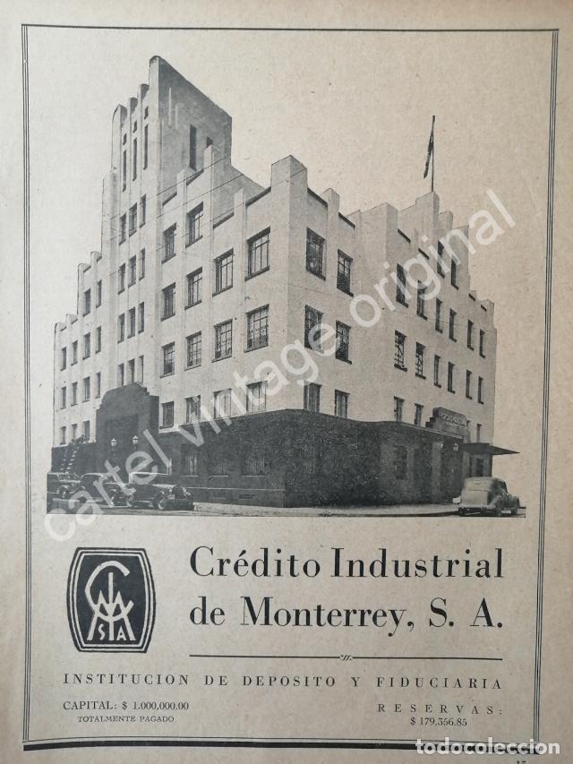Sammeln von Plakaten: CARTEL ANTIGUO ORIGINAL DE BANCO CREDITO INDUSTRIAL DE MONTERREY 1942