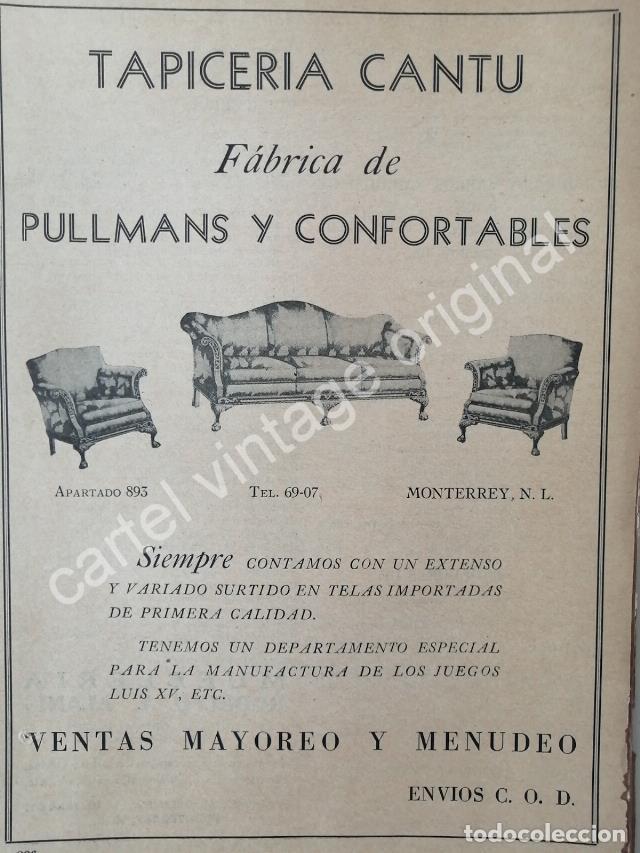 Sammeln von Plakaten: CARTEL ANTIGUO ORIGINAL DE TAPICERIA CANTU 1942 MONTERREY