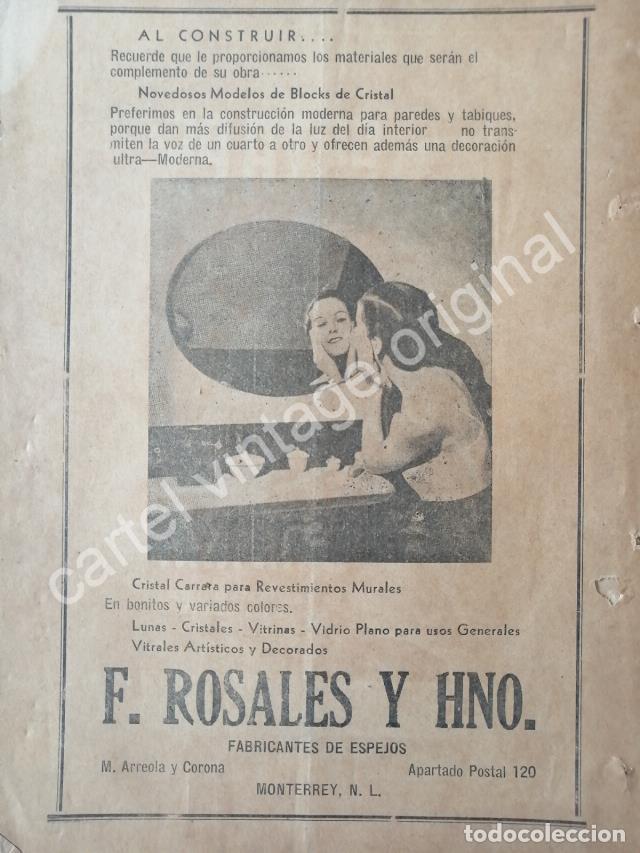 Sammeln von Plakaten: CARTEL ANTIGUO ORIGINAL DE FABRICA DE ESPEJOS DE FRANCISCO ROSALES Y HNO. 1941 MONTERREY