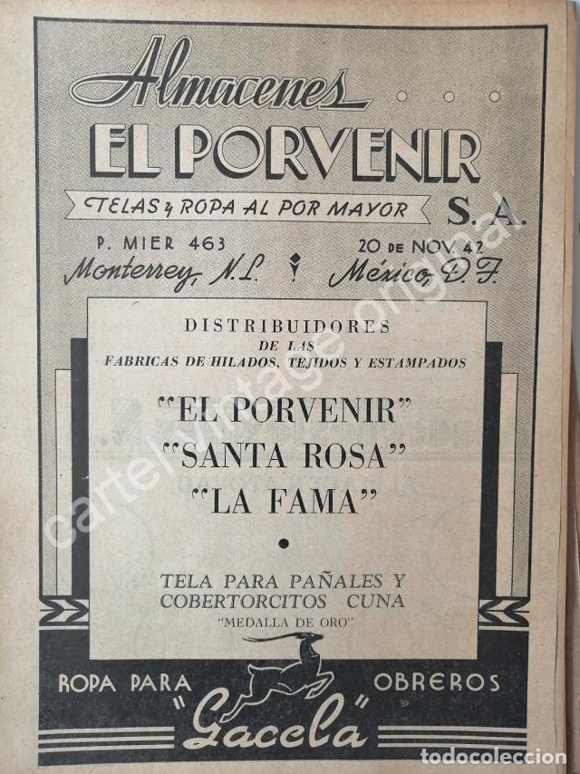 Sammeln von Plakaten: CARTEL ANTIGUO ORIGINAL DE ROPA Y TELAS. ALMACENES EL PORVENIR, MONTEREY 1943